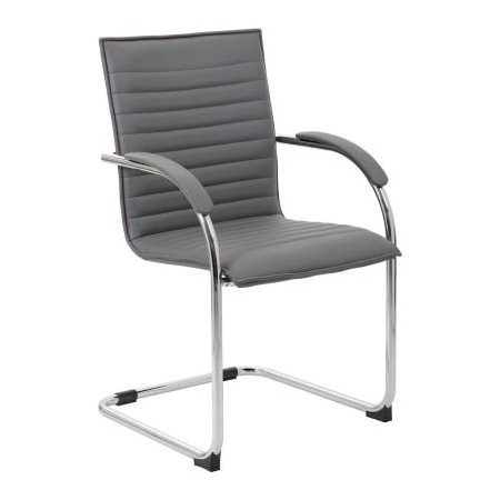 Boss Office Products Boss Side Chair - Vinyl - Gray - Pack of 2 B9536-GY-2